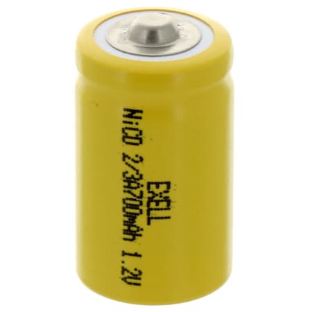 Exell Battery 2/3A Size 1.2V 700mAh NiCD Button Top Rechargeable Battery EBC-302